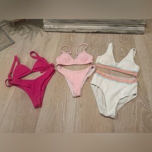 SHEIN Pink & Light Pink & White Women's Swimwear Set - 3 suits all size SM